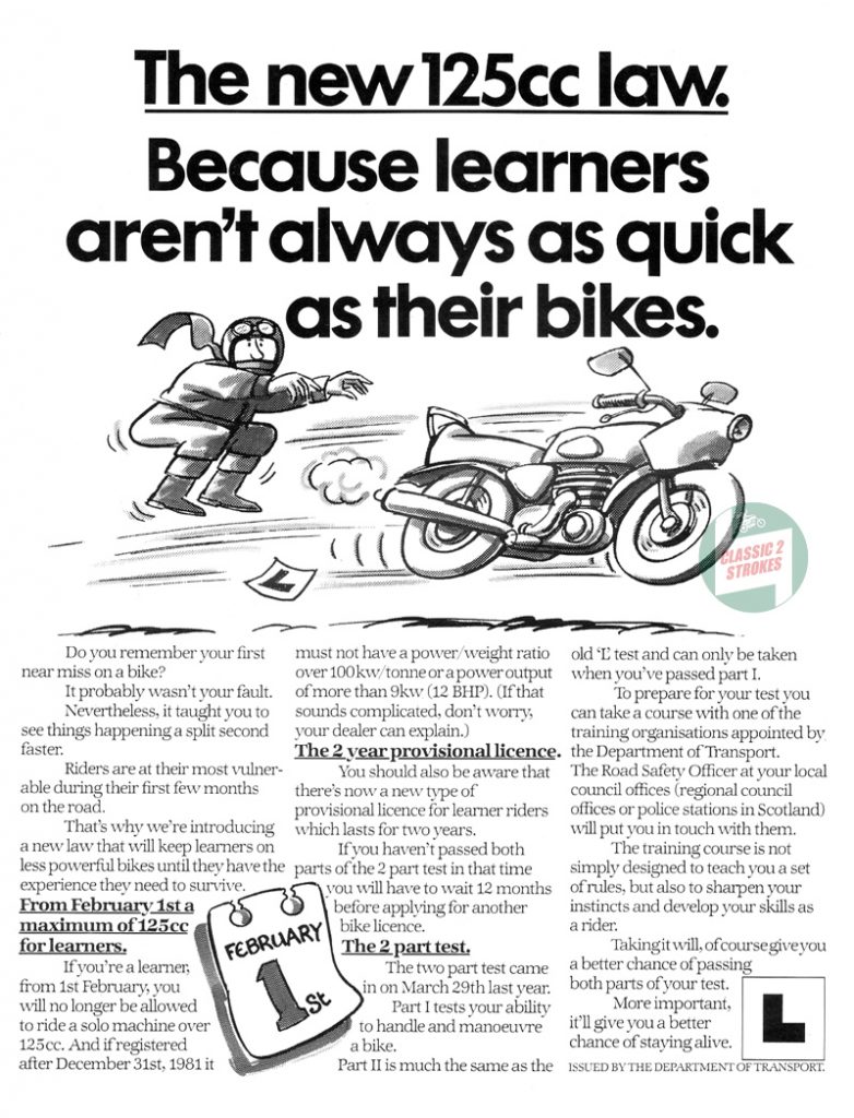 125cc Learner Motorcycle Law 1983 Classic 2 Strokes